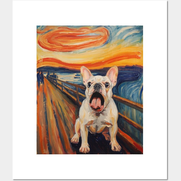 White French Bulldog The Scream Classic Paintings Wall Art by podartist